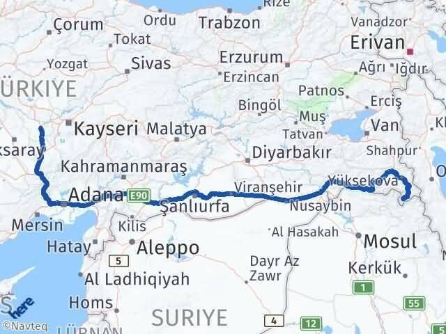 Hakkari Derecik Nevşehir Arası Kaç Km - Yol Haritası