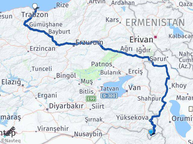 Hakkari Derecik Trabzon Arası Kaç Km - Yol Haritası