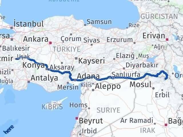 Hakkari Derecik Uşak Arası Kaç Km - Yol Haritası