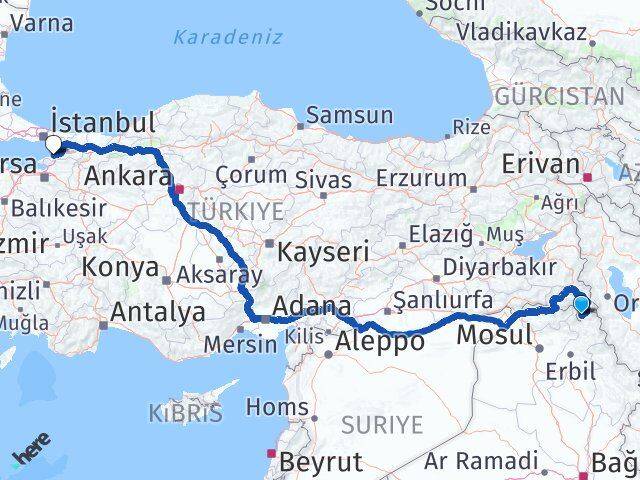Hakkari Derecik Yalova Arası Kaç Km - Yol Haritası