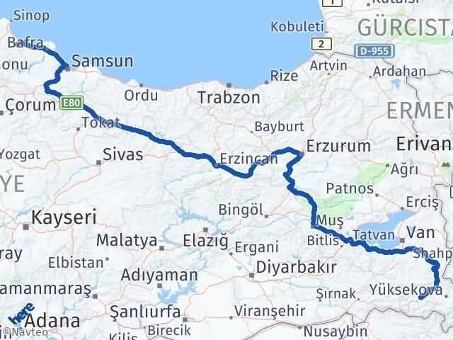Hakkari Dikmen Sinop Arası Kaç Km - Yol Haritası