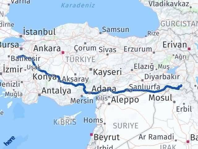 Hakkari Dursunbey Balıkesir Arası Kaç Km - Yol Haritası