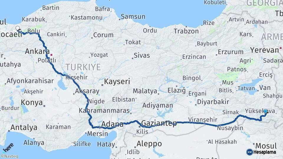 Hakkari Düzce Arası Kaç Km - Yol Haritası