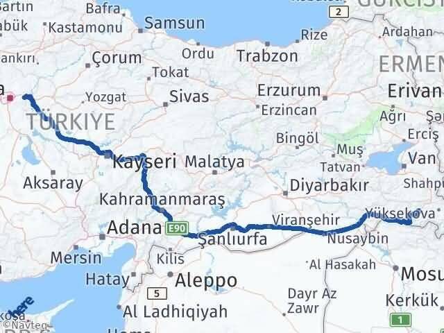 Hakkari Elmadağ Ankara Arası Kaç Km - Yol Haritası