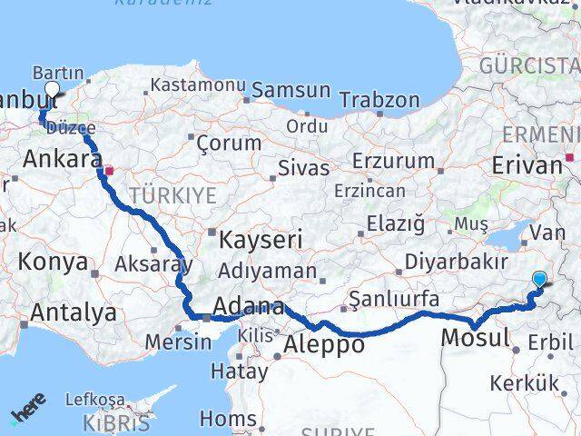 Hakkari Ereğli Zonguldak Arası Kaç Km - Yol Haritası