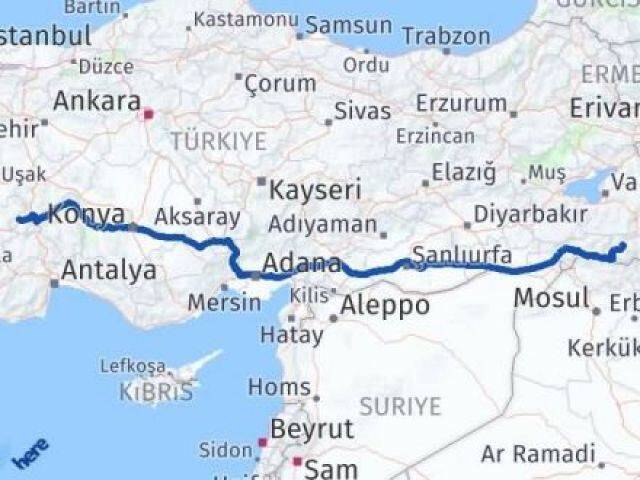 Hakkari Evciler Afyonkarahisar Arası Kaç Km - Yol Haritası