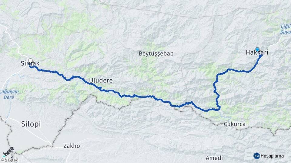 Hakkari Geçitli Arası Kaç Km - Yol Haritası