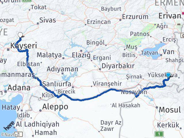Hakkari Gemerek Sivas Arası Kaç Km - Yol Haritası