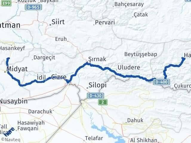 Hakkari Gercüş Batman Arası Kaç Km - Yol Haritası