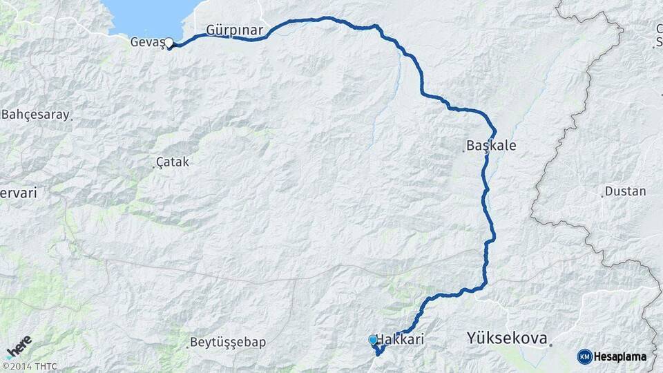 Hakkari Gevaş Van Arası Kaç Km - Yol Haritası