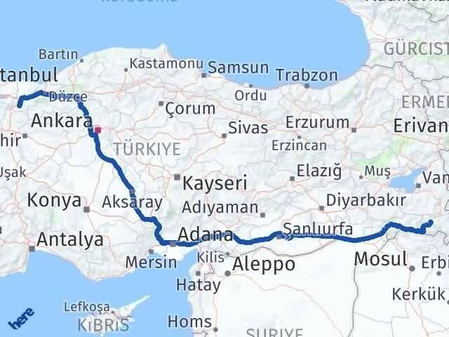 Hakkari Geyve Sakarya Arası Kaç Km - Yol Haritası