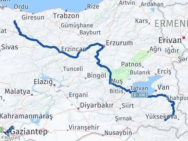Hakkari Gölköy Ordu Arası Kaç Km - Yol Haritası