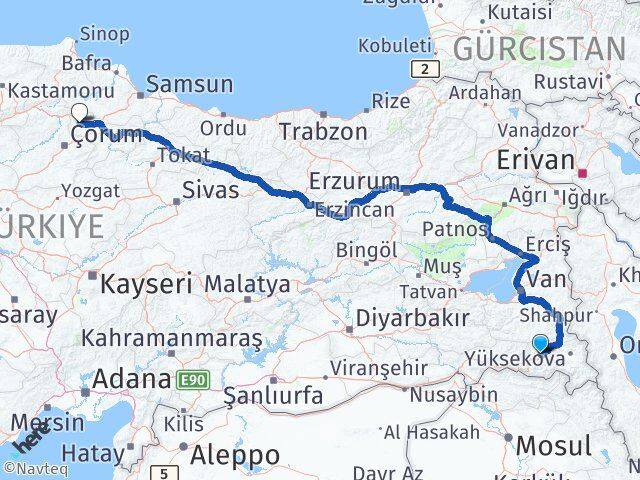 Hakkari Gümüşhacıköy Amasya Arası Kaç Km - Yol Haritası