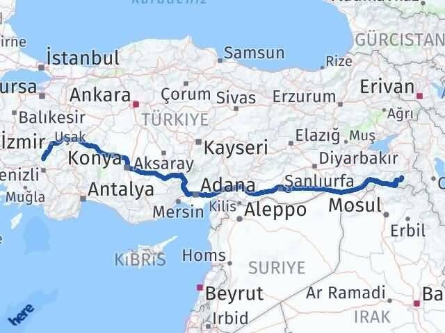 Hakkari Güney Denizli Arası Kaç Km - Yol Haritası