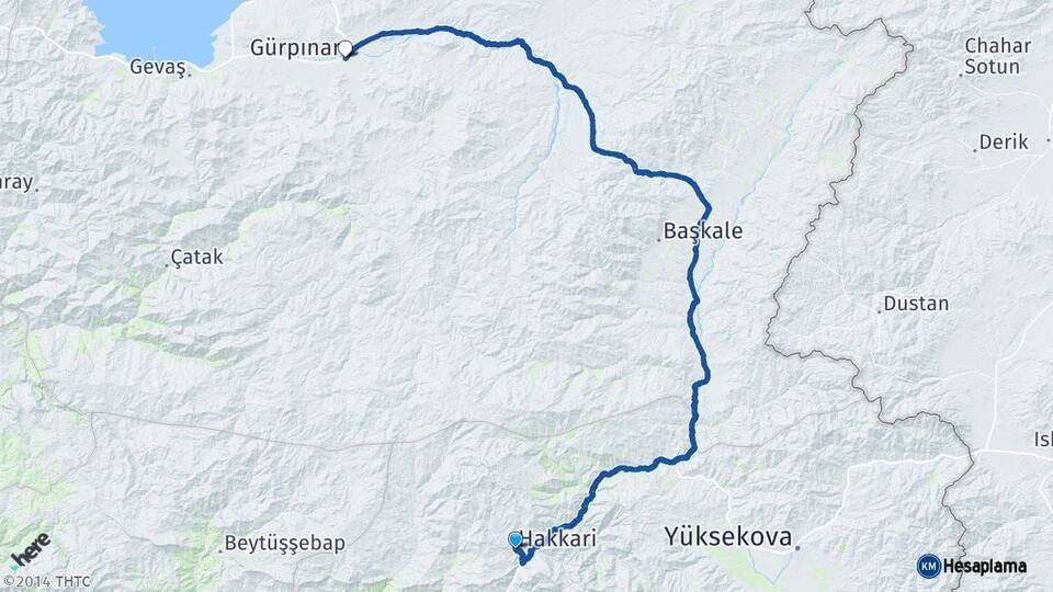 Hakkari Gürpınar Van Arası Kaç Km - Yol Haritası
