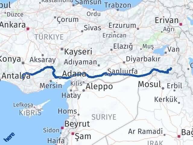 Hakkari Hadim Konya Arası Kaç Km - Yol Haritası