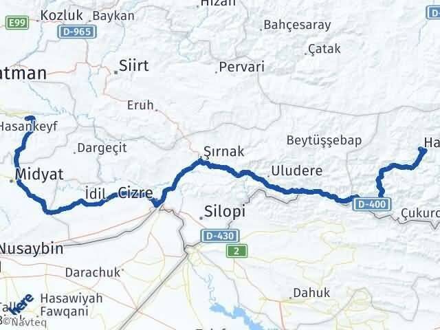 Hakkari Hasankeyf Batman Arası Kaç Km - Yol Haritası