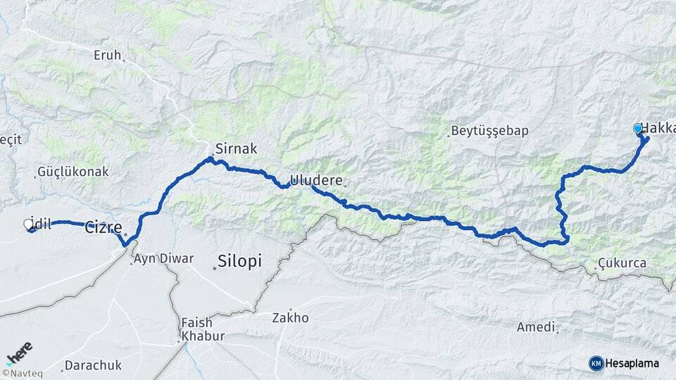 Hakkari İdil Şırnak Arası Kaç Km - Yol Haritası