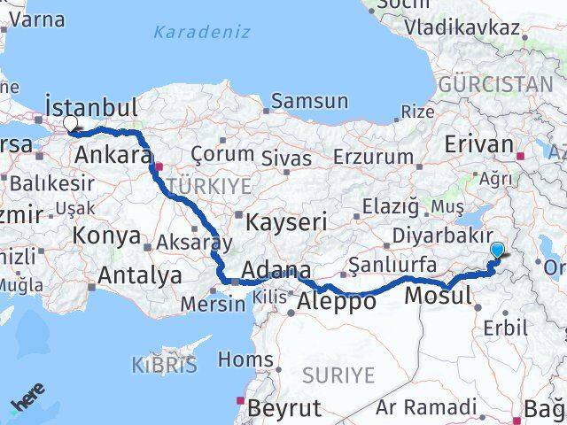 Hakkari Kartepe Kocaeli Arası Kaç Km - Yol Haritası