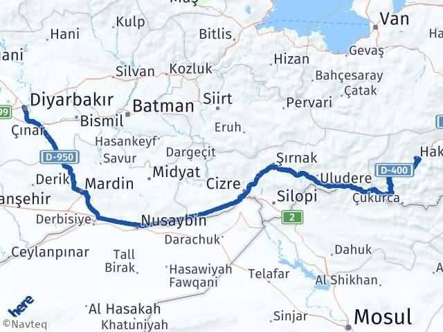 Hakkari Kayapınar Diyarbakır Arası Kaç Km - Yol Haritası