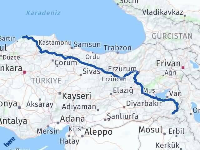 Hakkari Kurucaşile Bartın Arası Kaç Km - Yol Haritası