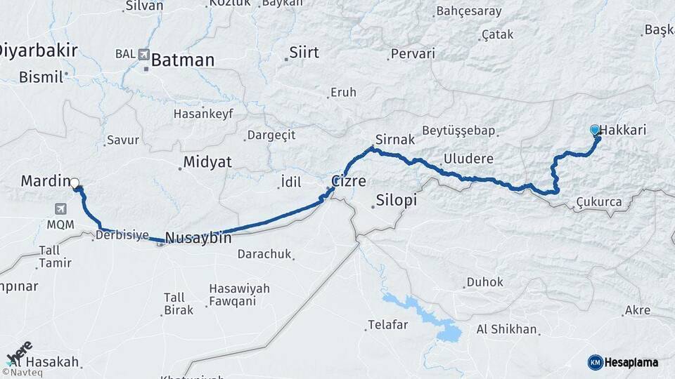 Hakkari Mardin Arası Kaç Km - Yol Haritası