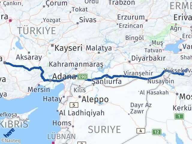 Hakkari Meram Arası Kaç Km - Yol Tarifi