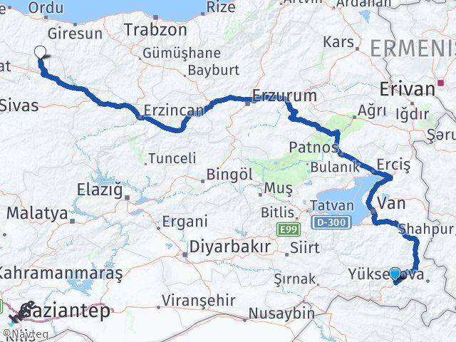Hakkari Mesudiye Ordu Arası Kaç Km - Yol Haritası