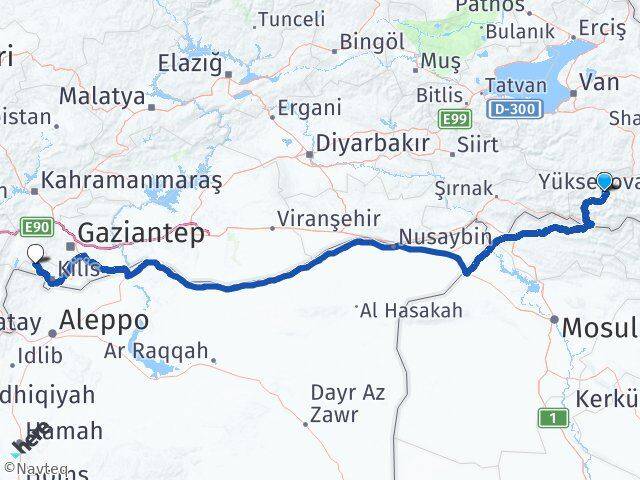 Hakkari Musabeyli Kilis Arası Kaç Km - Yol Haritası