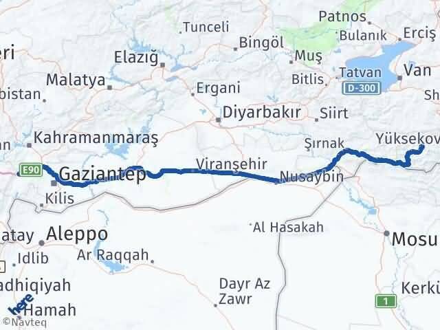 Hakkari Nurdağı Arası Kaç Km - Yol Tarifi