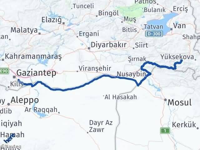 Hakkari Oğuzeli Gaziantep Arası Kaç Km - Yol Haritası