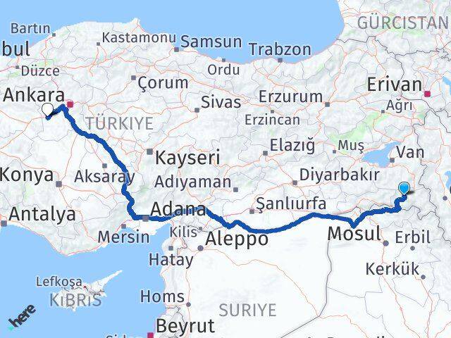 Hakkari Polatlı Ankara Arası Kaç Km - Yol Haritası