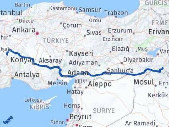 Hakkari Sandıklı Afyonkarahisar Arası Kaç Km - Yol Haritası