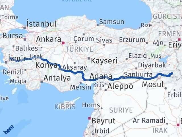 Hakkari Saruhanlı Manisa Arası Kaç Km - Yol Haritası