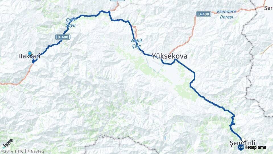 Hakkari Şemdinli Arası Kaç Km - Yol Haritası