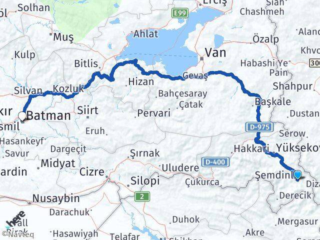 Hakkari Şemdinli Batman Arası Kaç Km - Yol Haritası