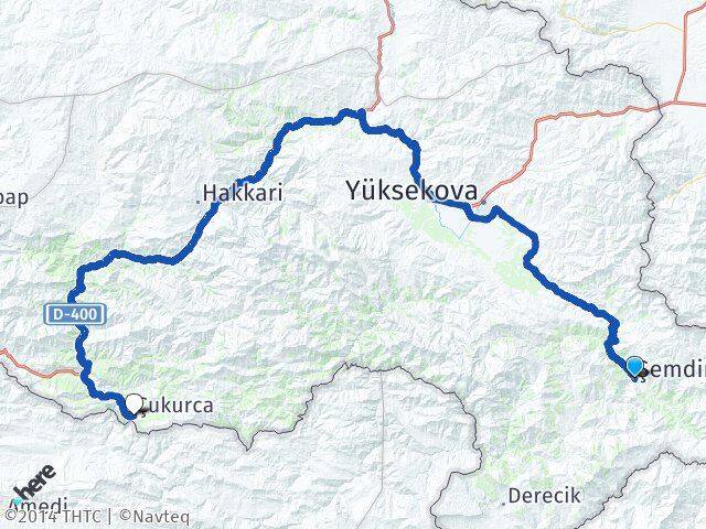 Hakkari Şemdinli Çukurca Arası Kaç Km - Yol Haritası