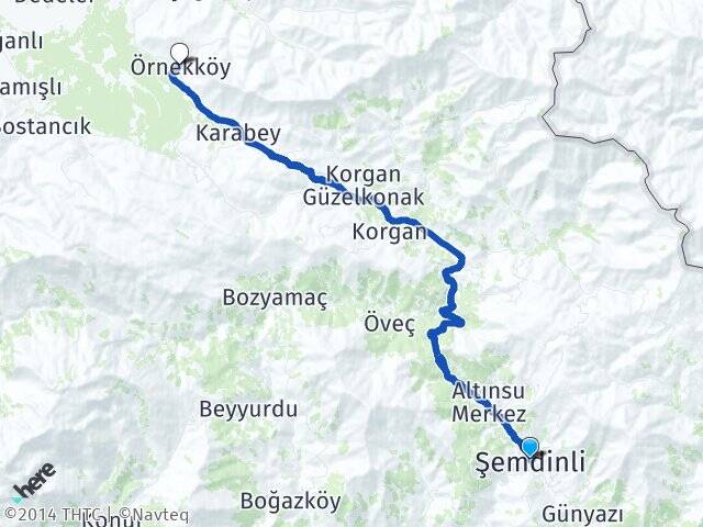 Hakkari Şemdinli Örnekköy Yüksekova Arası Kaç Km - Yol Haritası