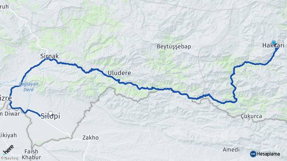 Hakkari Silopi Şırnak Arası Kaç Km - Yol Haritası