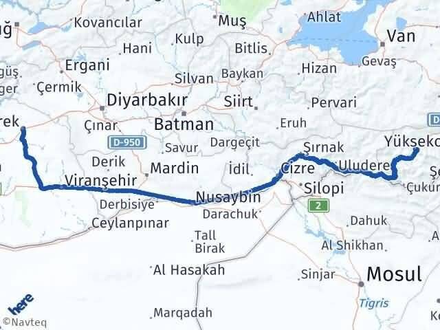 Hakkari Siverek Şanlıurfa Arası Kaç Km - Yol Haritası