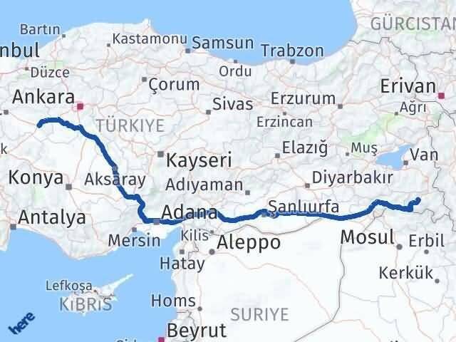 Hakkari Sivrihisar Eskişehir Arası Kaç Km - Yol Haritası
