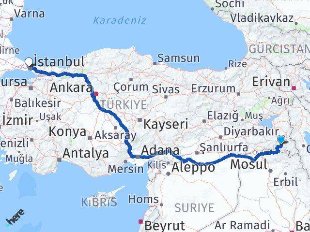 Hakkari Sultangazi İstanbul Arası Kaç Km - Yol Haritası