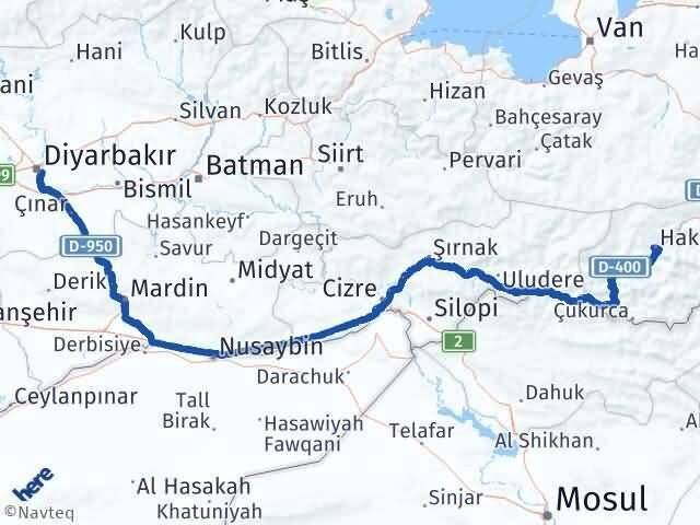 Hakkari Sur Diyarbakır Arası Kaç Km - Yol Haritası