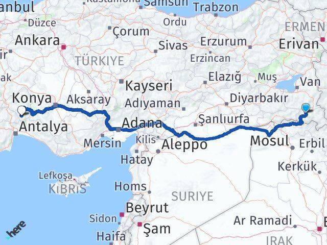 Hakkari Sütçüler Isparta Arası Kaç Km - Yol Haritası