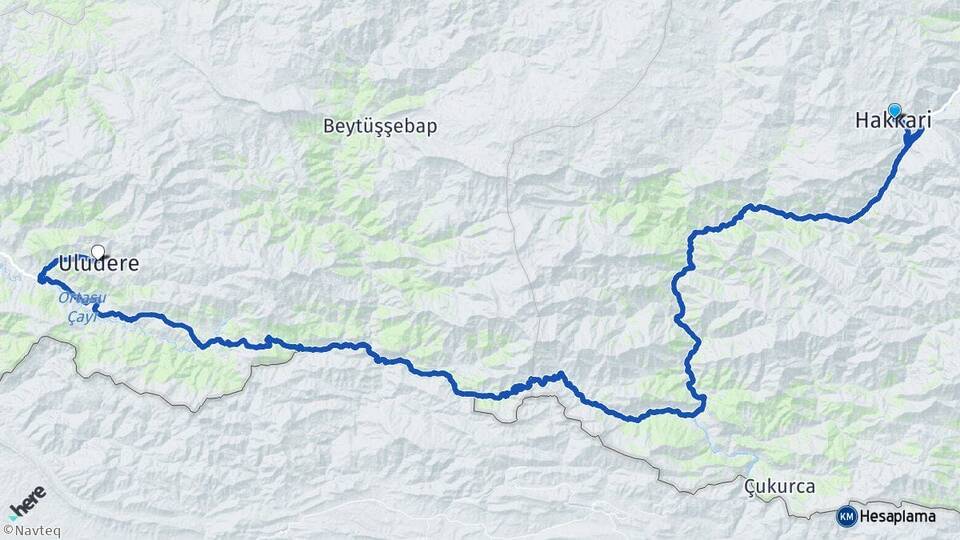 Hakkari Uludere Şırnak Arası Kaç Km - Yol Haritası