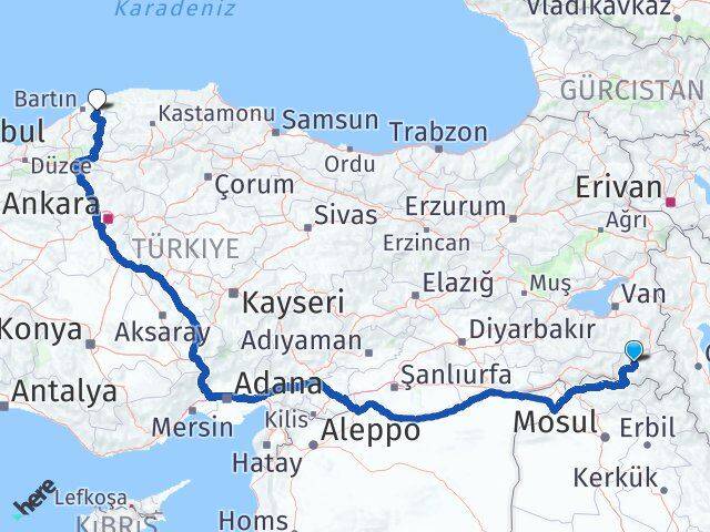 Hakkari Ulus Bartın Arası Kaç Km - Yol Haritası