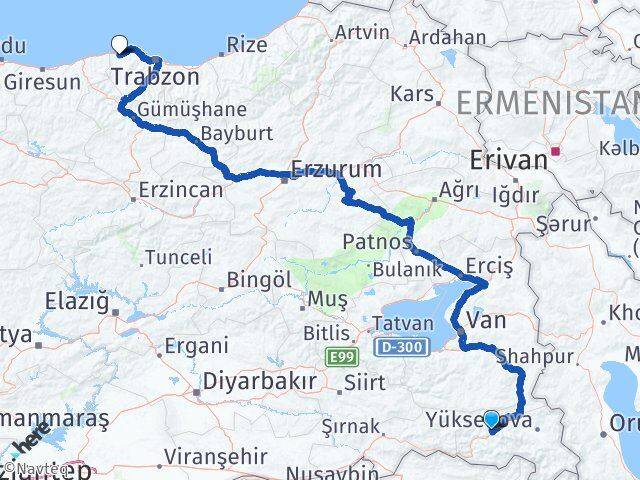 Hakkari Vakfıkebir Trabzon Arası Kaç Km - Yol Haritası