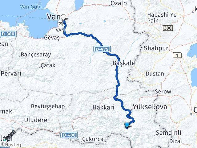 Hakkari Yüksekova Dağlıca Van Arası Kaç Km - Yol Haritası