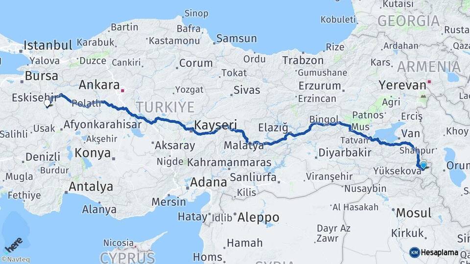 Yüksekova Kütahya Arası Kaç Km - Yol Tarifi