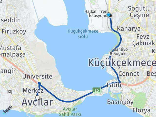 Halkalı Tren Garı Avcılar Arası Kaç Km - Yol Tarifi